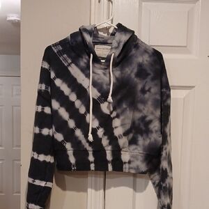 Aeropostale Black and White Tie-Dye Cowl Neck Sweater